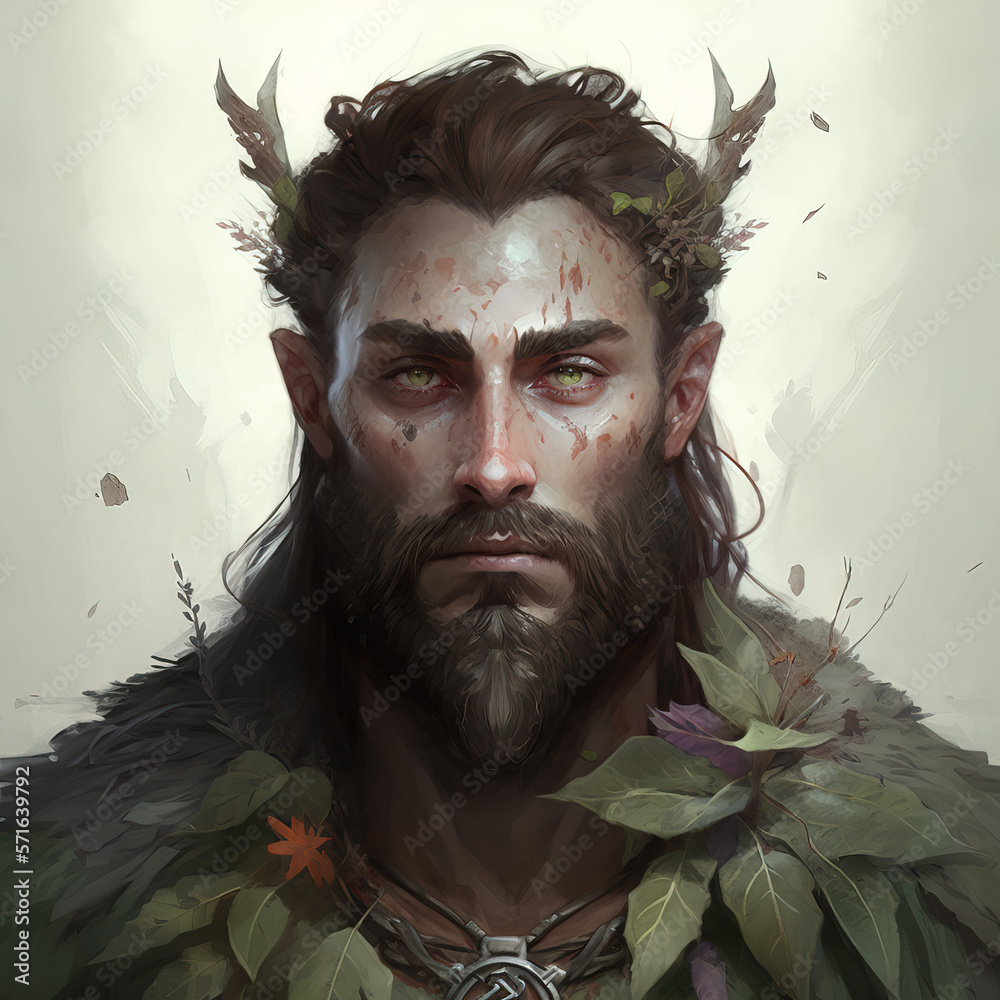 concept art of realistic elf portrait with fantasy elements and beard