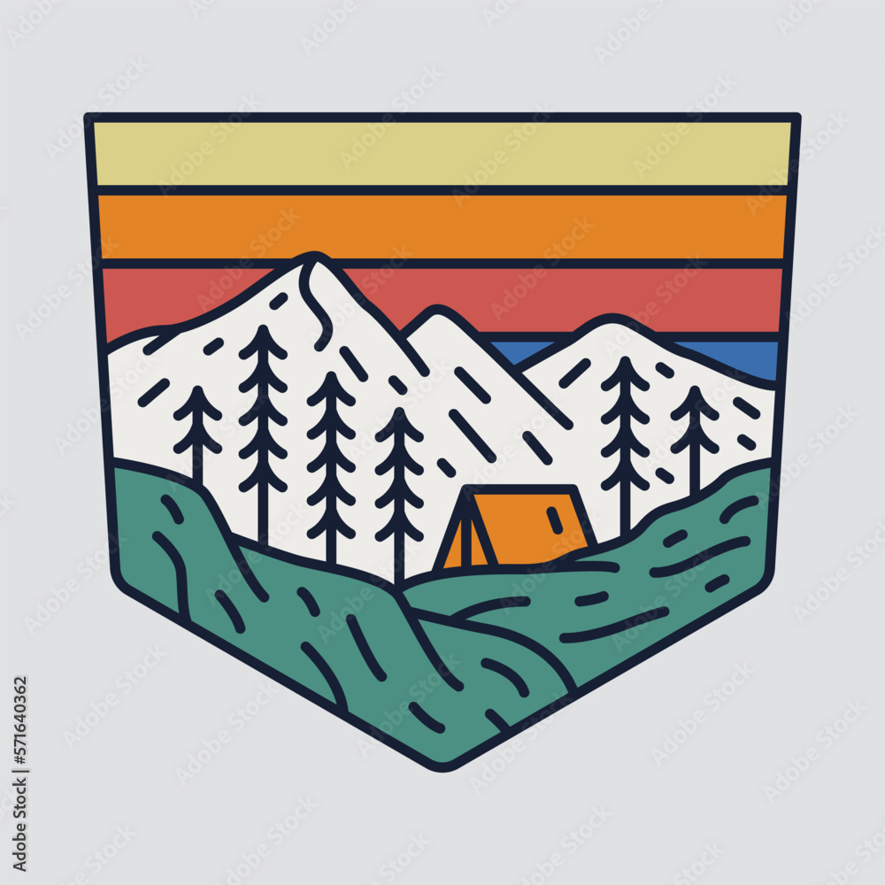 Camping and Mountains graphic illustration vector art t-shirt design