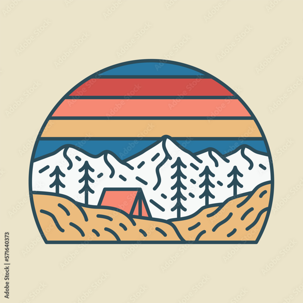 Camping and Mountains graphic illustration vector art t-shirt design