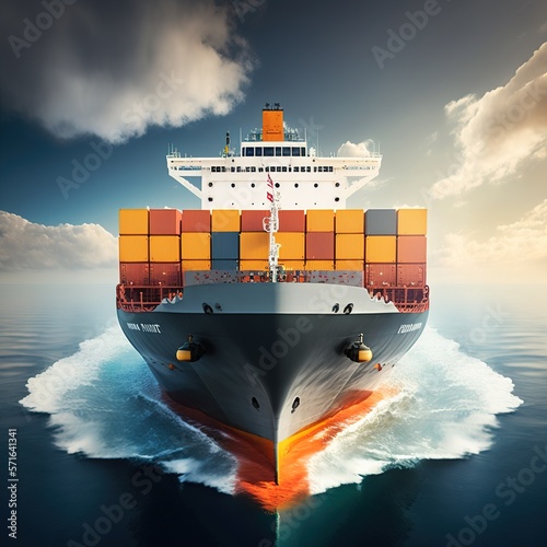 Container cargo ship business commercial trade import export logistic transportation container box oversea worldwide, generative ai