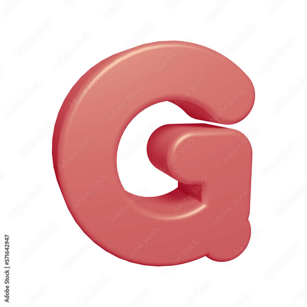 Pink alphabet letter g in 3d render Pink alphabet letter g in 3d render
