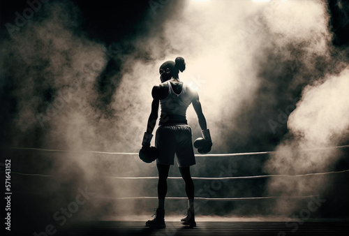 Generative ai strong and confident young woman athlete practicing boxing © Eugenio Marongiu