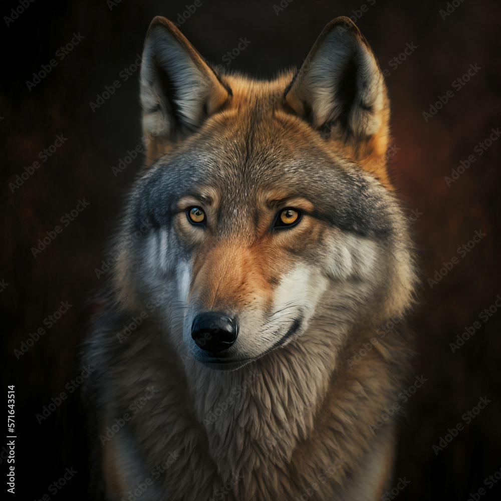 Fototapeta premium Generative ai portrait of wild wolf