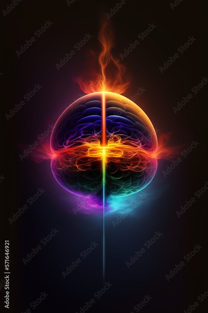 Obraz premium Concept art of a human brain exploding with knowledge and creativity With Generative AI