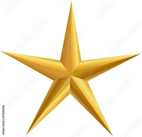 Gold star isolated on transparent background. PNG