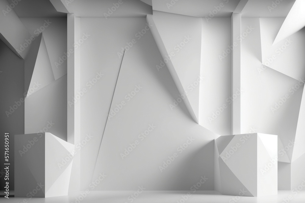 weißer Raum Studio mit Linien und Formen Dreick mit Platzhalter - Generative AI weißer Raum Studio mit Linien und Formen Dreick mit Platzhalter - Generative AI