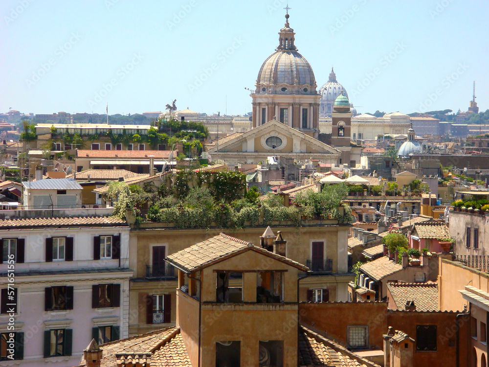 View of town on a summer day. Rome. Italy.