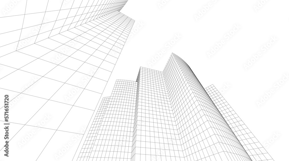 Architectural drawing vector 3d illustration