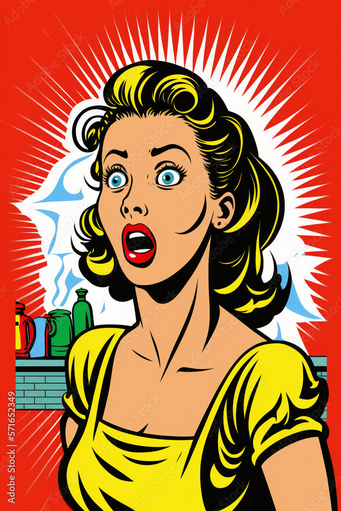 Beautiful woman surprised. Pop art style. Generative AI Beautiful woman surprised. Pop art style. Generative AI