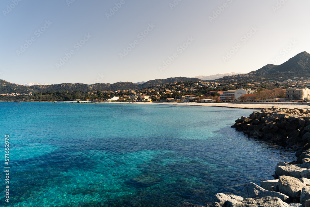 Red Island Beach, famous town in Corsica, France