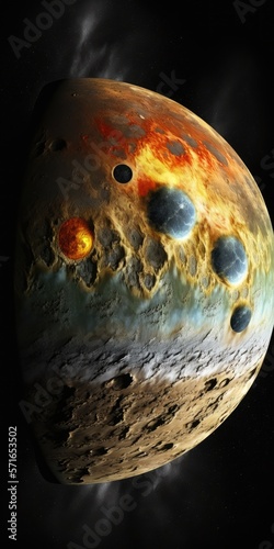 Illustration of the Io moon of Jupiter in super high quality. Generative AI