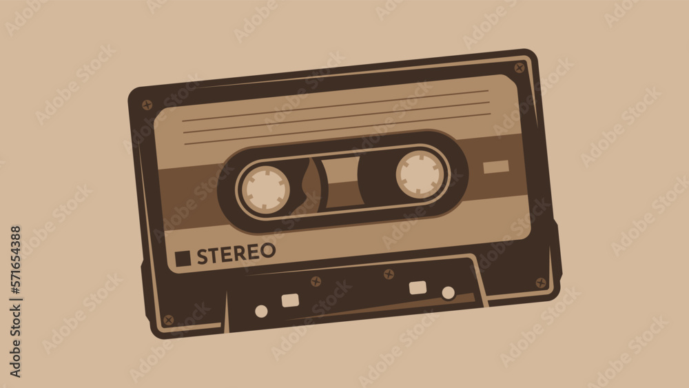 Fototapeta premium Retro Vintage Cassette Tape Vector Illustration