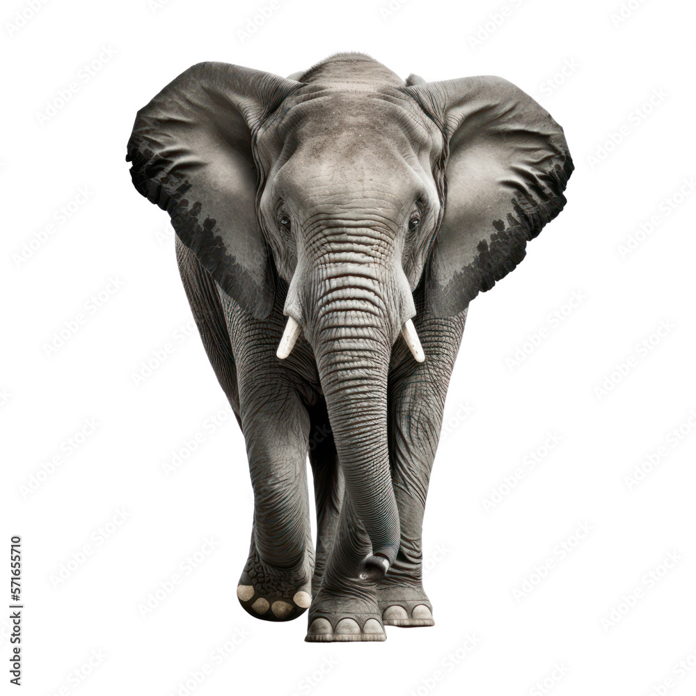 Fototapeta premium Elephant isolated on white, generative ai , PNG 