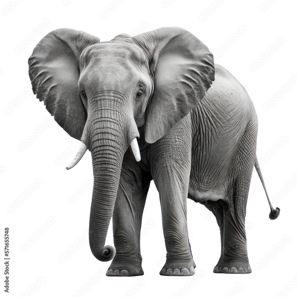 Obraz premium Elephant isolated on white, generative ai , PNG 