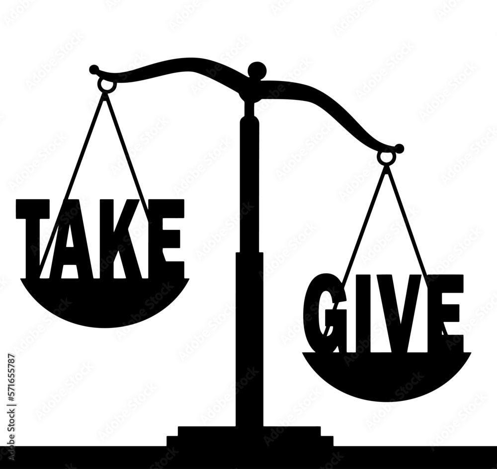 Word give in priority than the word to take on the scales. Concept of altruism and donation Word give in priority than the word to take on the scales. Concept of altruism and donation