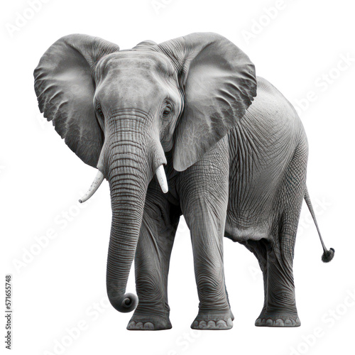 Elephant isolated on white, generative ai , PNG 