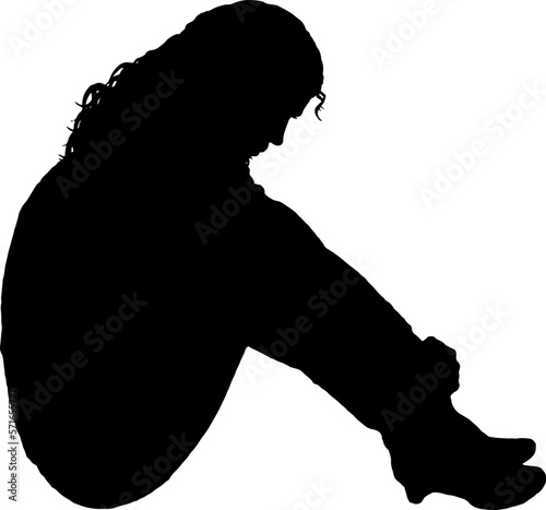 The depression woman sit on the floor