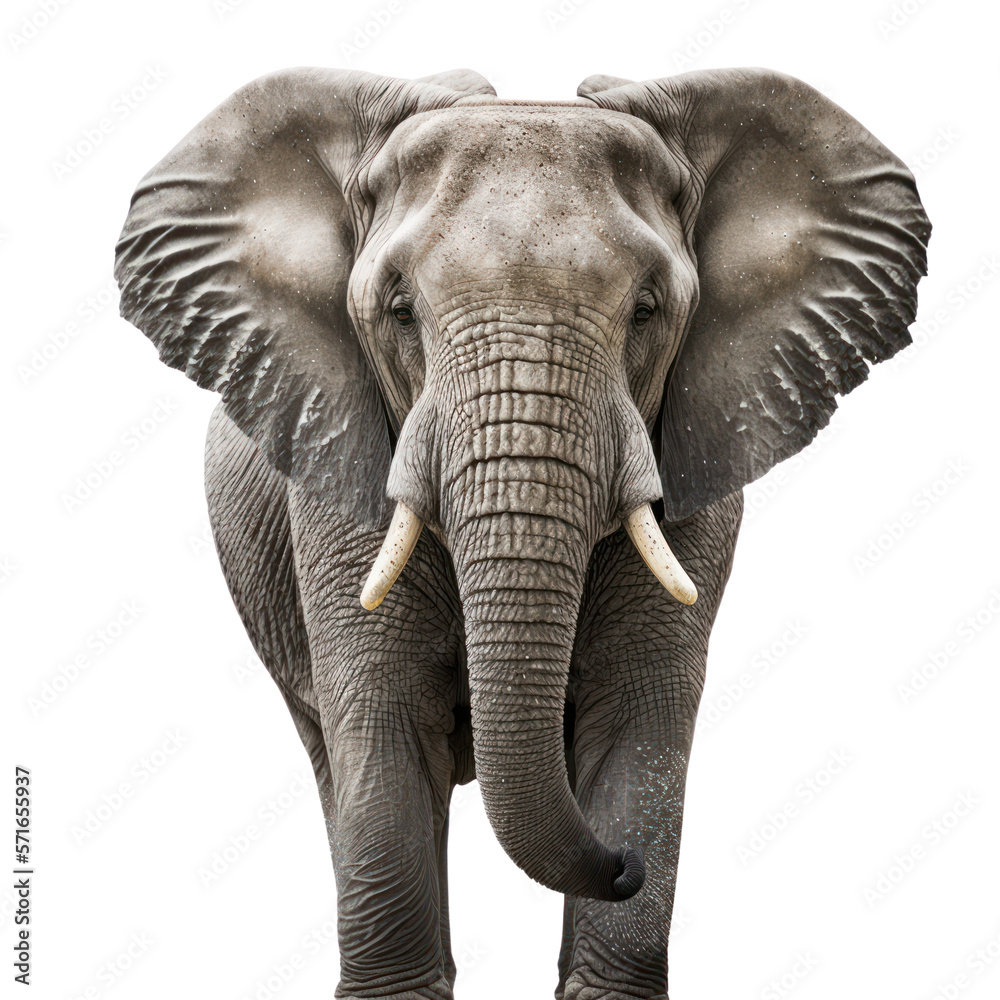 Obraz premium Elephant isolated on white, generative ai , PNG 