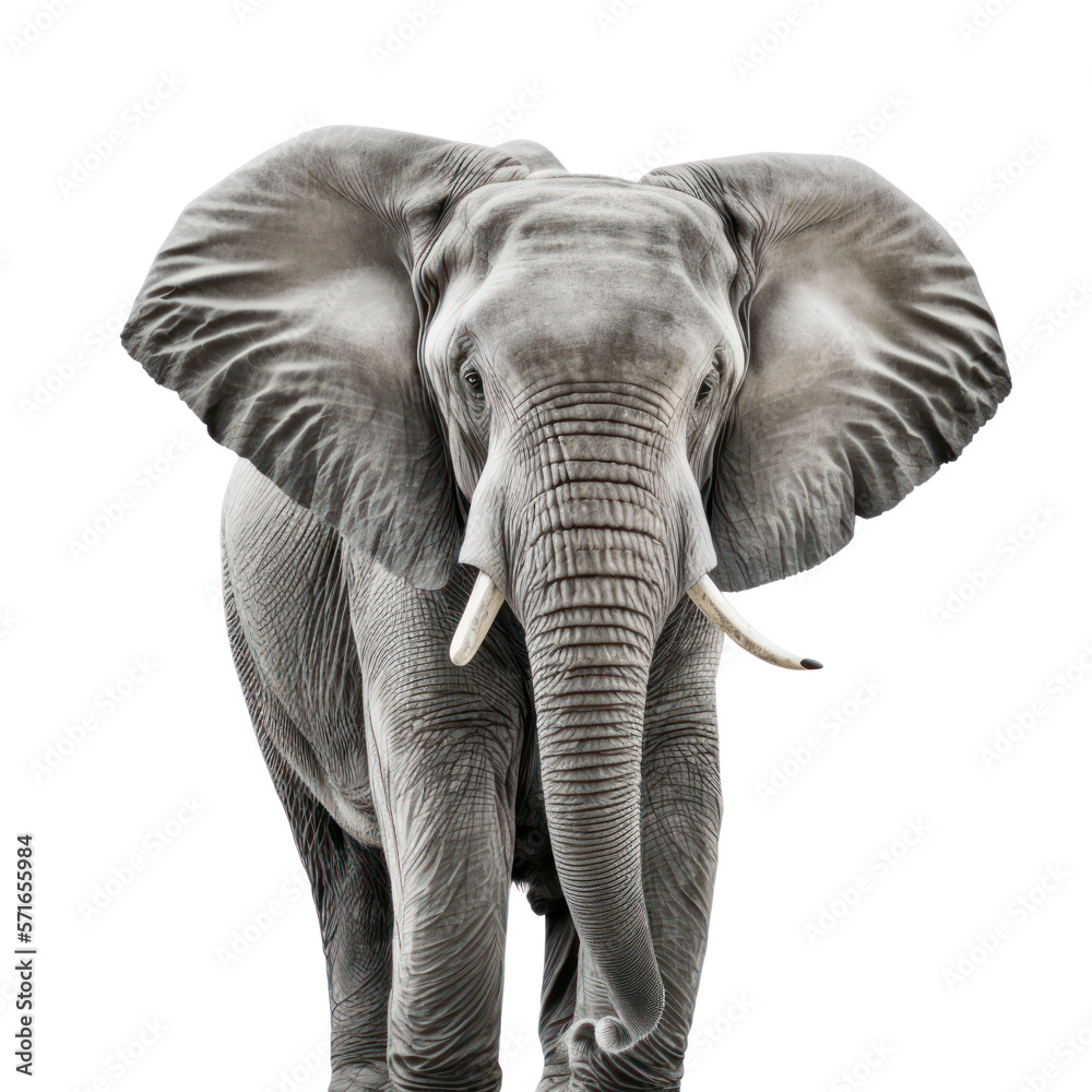 Obraz premium Elephant isolated on white, generative ai , PNG