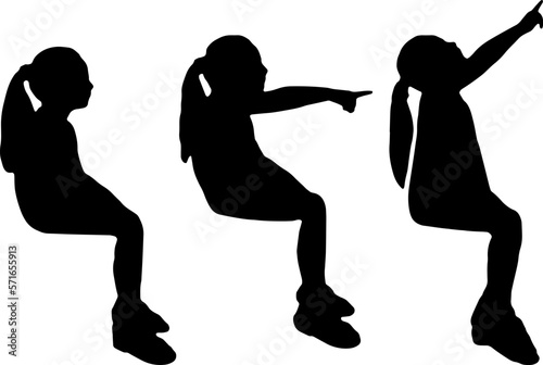Child girl sitting showing thumbs up. Conceptual image of happy children and happy childhood