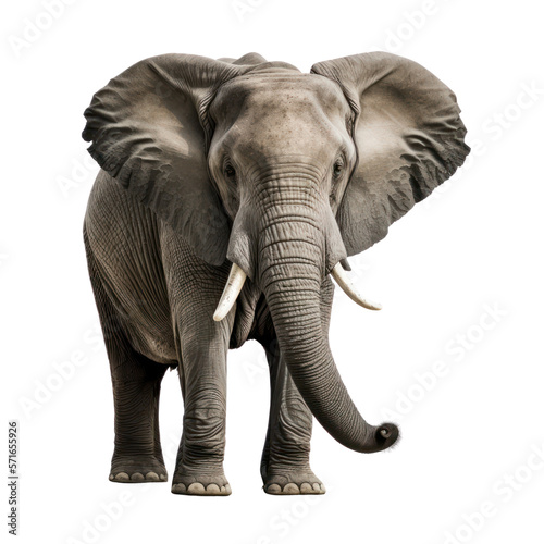 Elephant isolated on white,  generative ai , PNG	
 photo