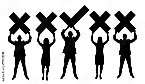 Hiring process concept. The man holds the sign approved and the others rejected. Business Concept