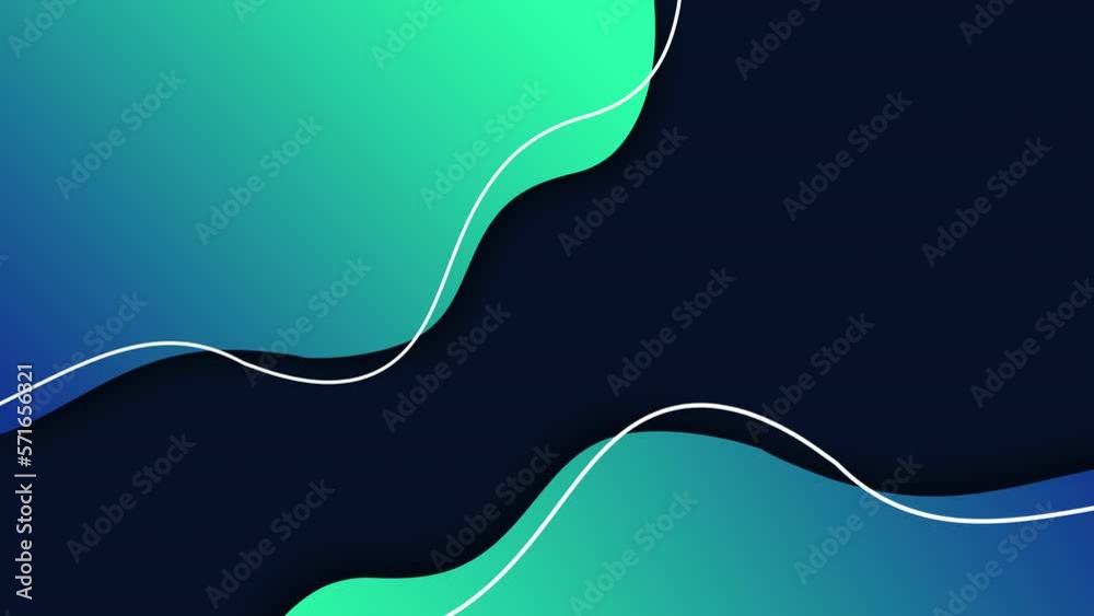 Abstract green blue gradient fluid liquid waves on black background. Minimal motion design backdrop with copy space. Seamless looping animation