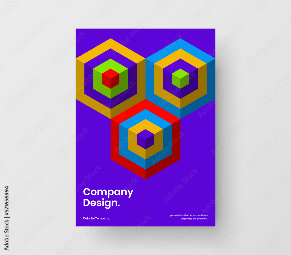 Fototapeta premium Clean mosaic tiles poster illustration. Abstract flyer A4 design vector layout.