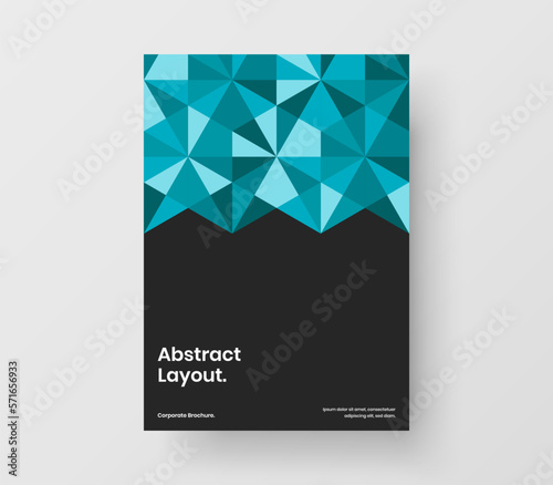 Creative poster A4 vector design illustration. Trendy mosaic hexagons journal cover template.