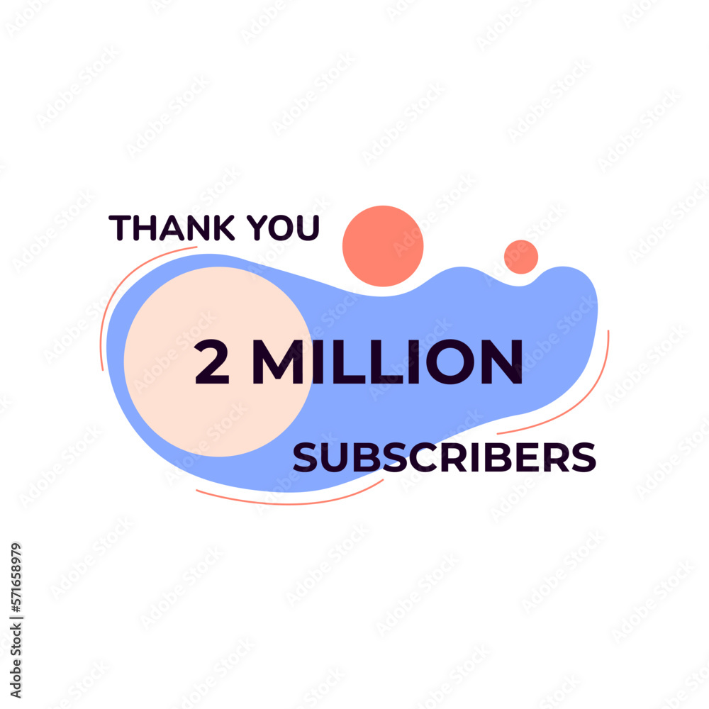 THANK YOU 2 MILLION FOLLOWERS CELEBRATION TEMPLATE BLUE COLOR DESIGN VECTOR GOOD FOR SOCIAL MEDIA, CARD , POSTER