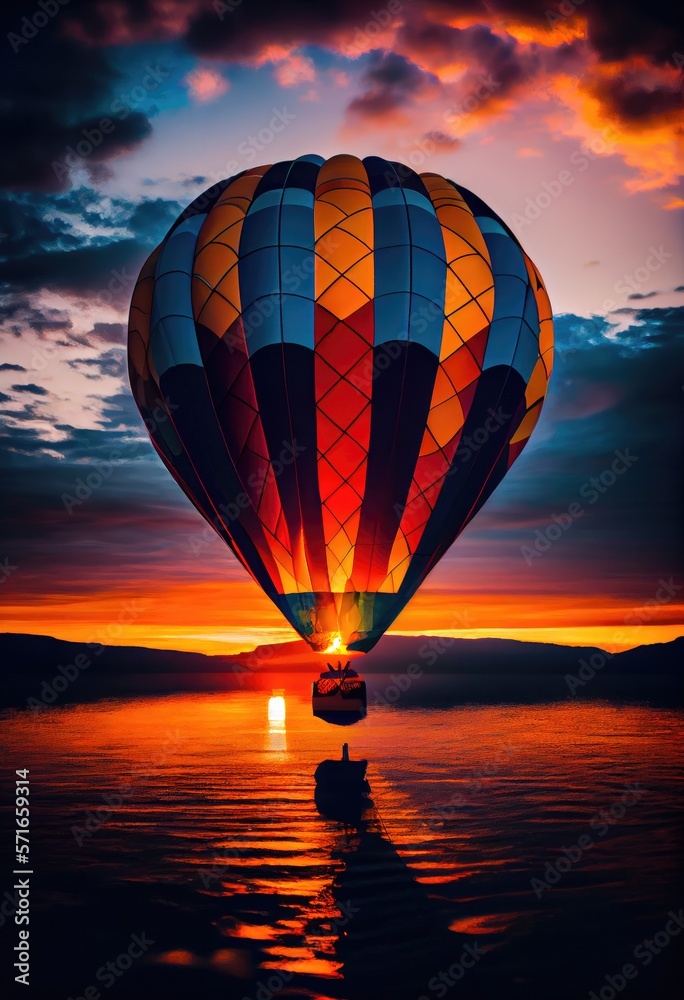 Fototapeta premium hot air balloon at sunset