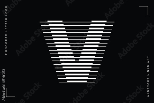 Letter V Logo with Abstract Line Pattern