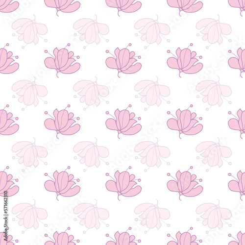 seamless repeat pattern with beautiful pink floral motifs on a white background perfect for fabric, scrap booking, wallpaper, gift wrap projects