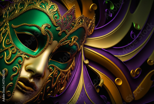 Colorful Mardi Gras Masks. Generative AI © Zelma