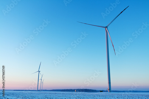 landscape with wind farm, winter time Poland Europe 