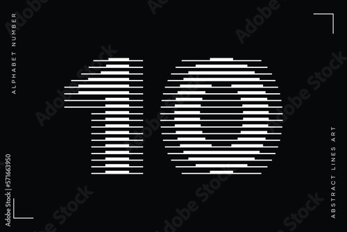 Number 10 with Abstract Line Pattern