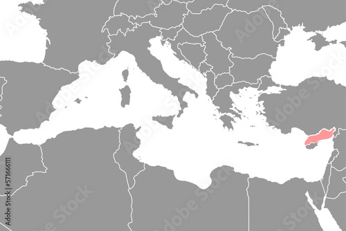 Cilician Sea on the world map. Vector illustration.