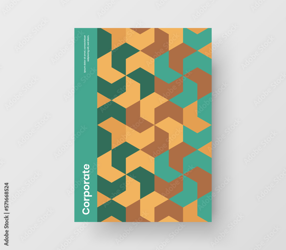 Fototapeta premium Colorful postcard vector design concept. Original mosaic tiles front page layout.