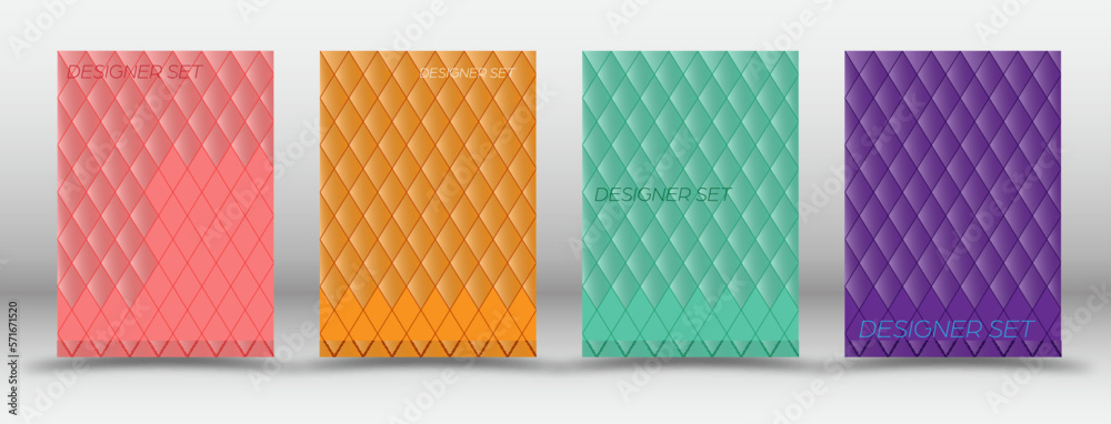 A set of color designs with a rhombic pattern. Template for posters, posters, banners and creative ideas
