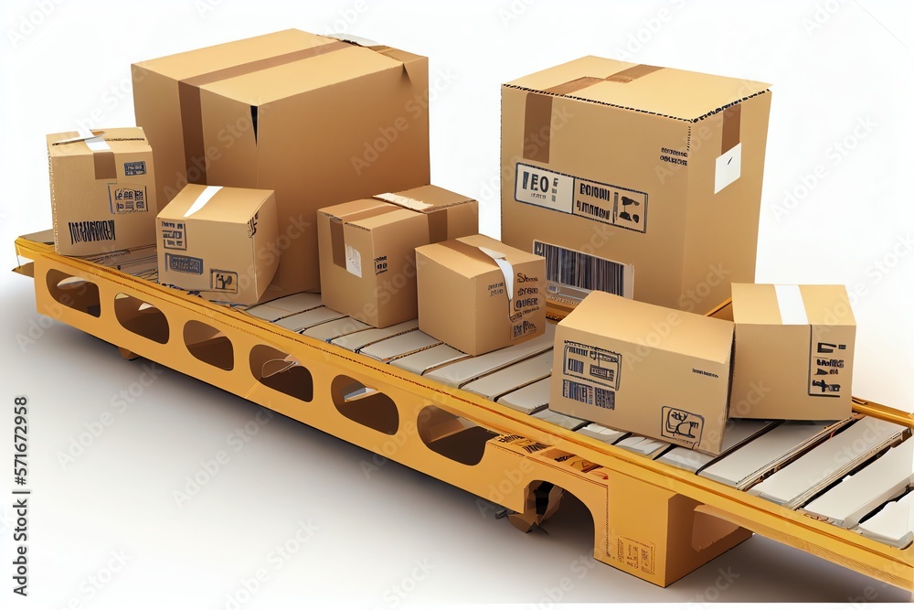 delivery and packaging service concept. Cardboard boxes on