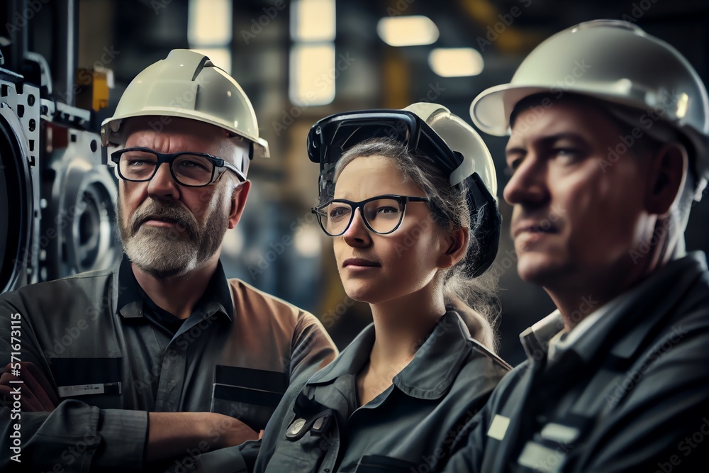 experienced engineers in an engineering factory. Generative AI experienced engineers in an engineering factory. Generative AI