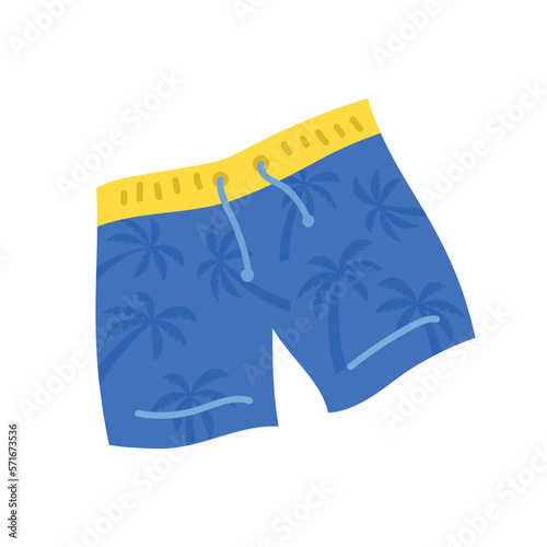Cartoon Color Shorts with Palm Trees Print Summer Vacation Concept Flat Design Style Isolated on a White Background. Vector illustration