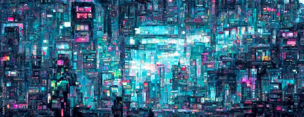 Pixel Cyberpunk neon city night. Futuristic city scene in a style of pixel art. 80's wallpaper. Retro future Generative AI illustration. Urban scene. Pixel Cyberpunk neon city night. Futuristic city scene in a style of pixel art. 80's wallpaper. Retro future Generative AI illustration. Urban scene.