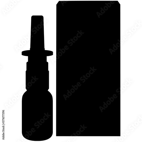 Nasal spray for colds and seasonal allergies. Aerosol spray pump packaging drug. Drug spray for the nose. detailed realistic silhouette