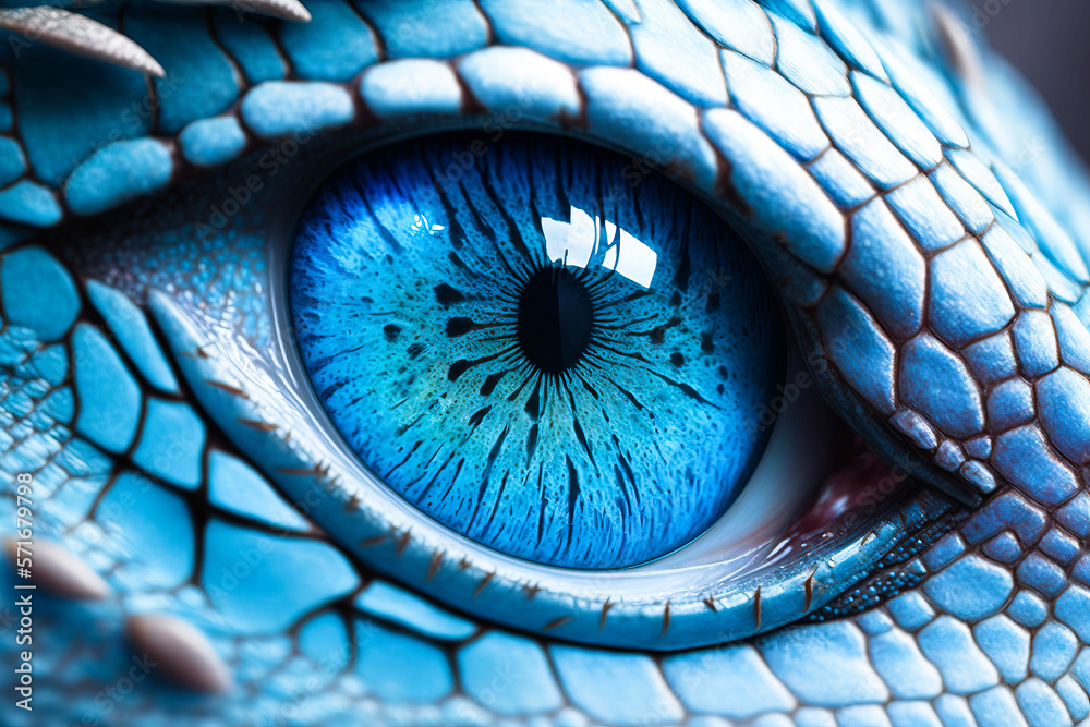Eye of the dragon. Dragon eye ball abstract pretty blue scales close up
