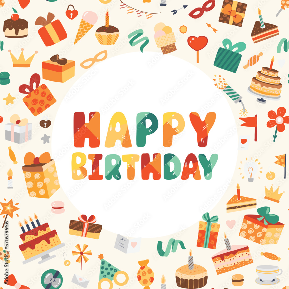 Seamless pattern happy birthday vector illustration.