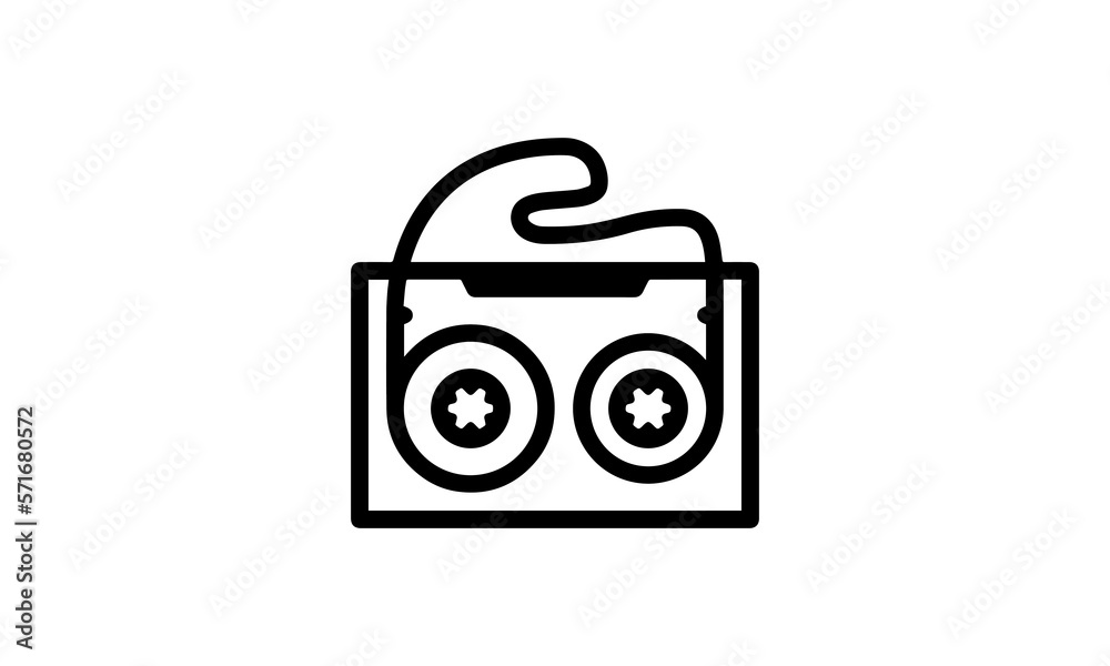 cassette vector illustration icon outline style black and white background eps 8