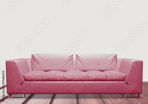modern sofa in Viva Magenta modern color