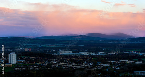 Sunlit clouds, Gleniffer Braes Country Park, Paisley, Renfrewshire, Scotland UK