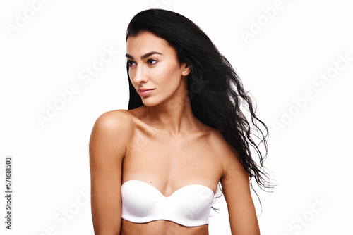 Portrait of Arab woman on white background